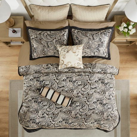 12 Piece Comforter Set With Cotton Bed Sheets Black King Shopway.