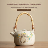 Ru Ware Cute Cat Loop-handled Teapot Shopway.