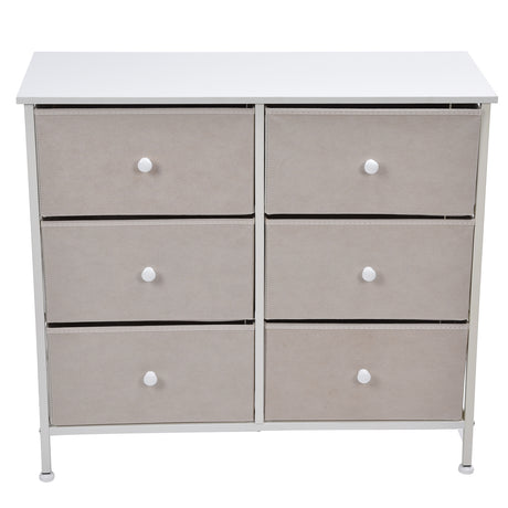 3Tier 6 Drawers Chest NonWoven Fabric Storage Cabinet Unit with Handles Home Bedroom Furniture White Shopway.