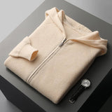Fall Winter Men Woolen Sweater Young And Middle-aged Casual Hooded Zipper Cardigan Pure Wool Sportswear Shopway.