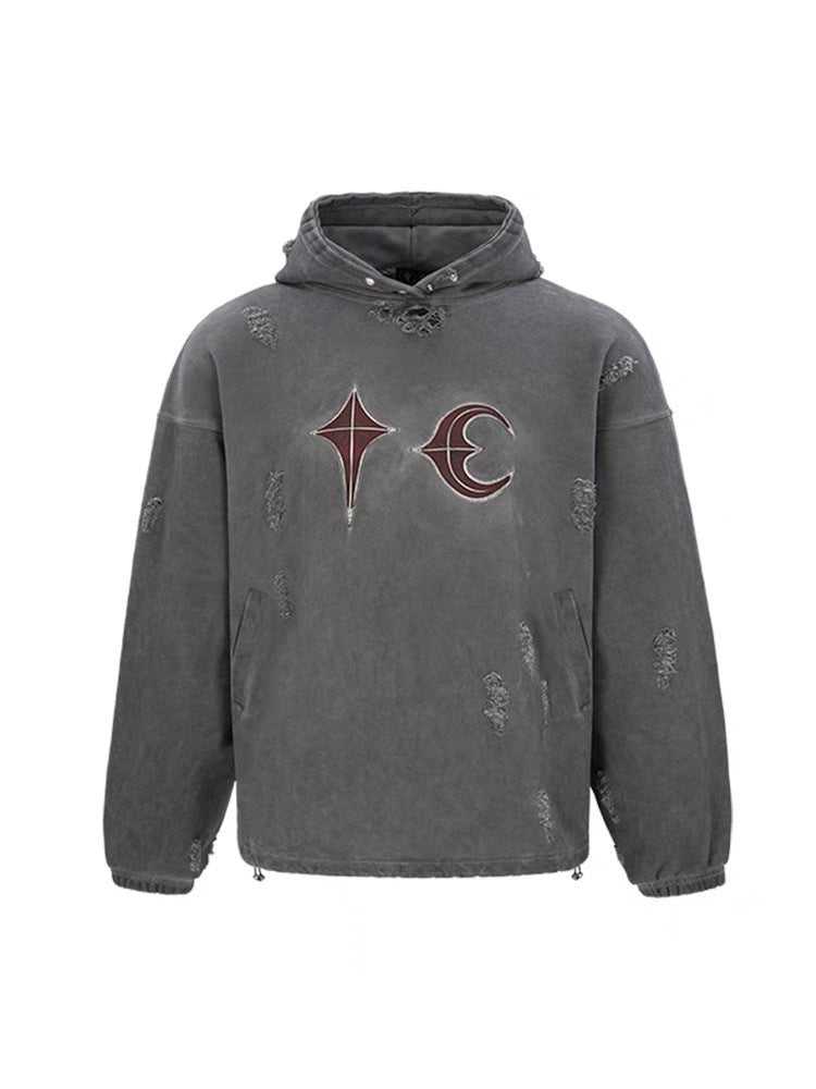 Heavy Washed And Worn Destroyed Casual Hooded Sweater Shopway.