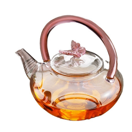 Handmade Colorized Butterfly Glass Teapot Household Shopway.