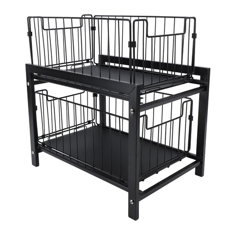 Under Sink Organizer Iron 2 Tier Pull Out Spice Rack Countertop Storage Shelf for Kitchen Bathroom Cabinet Shopway.