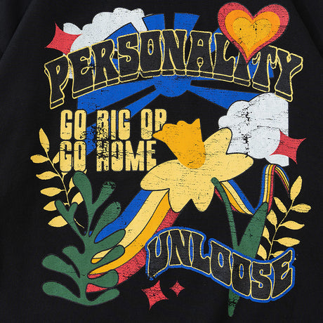 Creative Pattern Floral Print Hooded Pullover Sweatshirt Shopway.