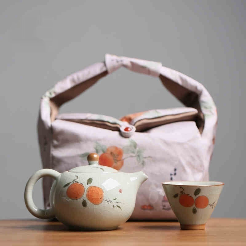 Hand Painted Persimmon Teapot Kung Fu Tea Set Shopway.