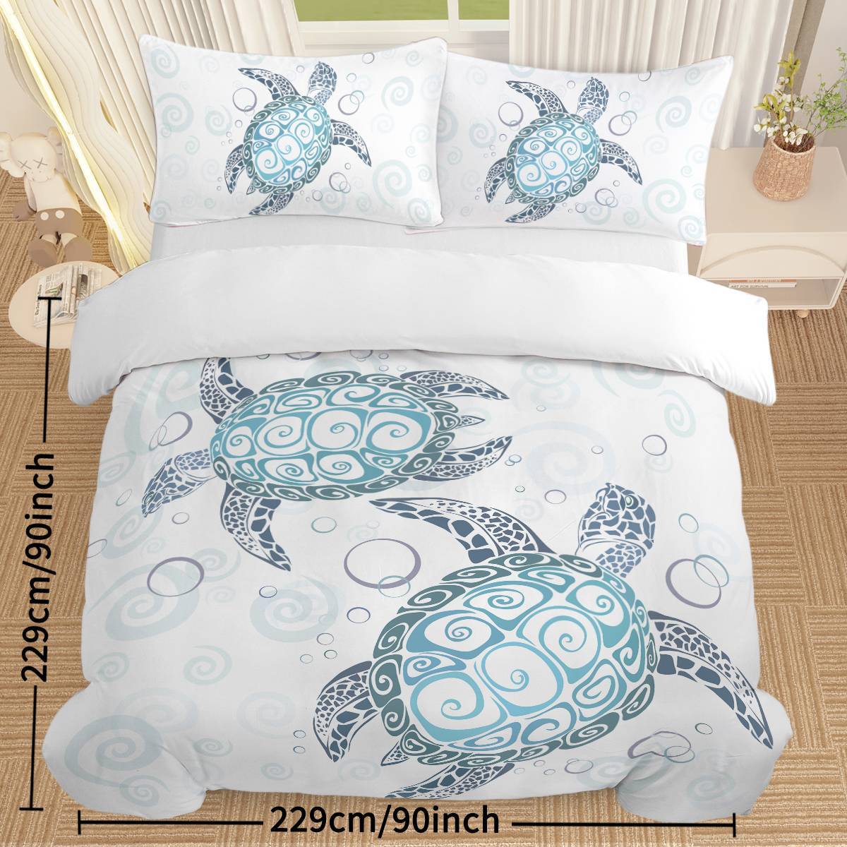 Turtle Bed Sets Ocean 3 Piece Turtle Themed Comforter Cover With 2 Pillowcases Shopway.