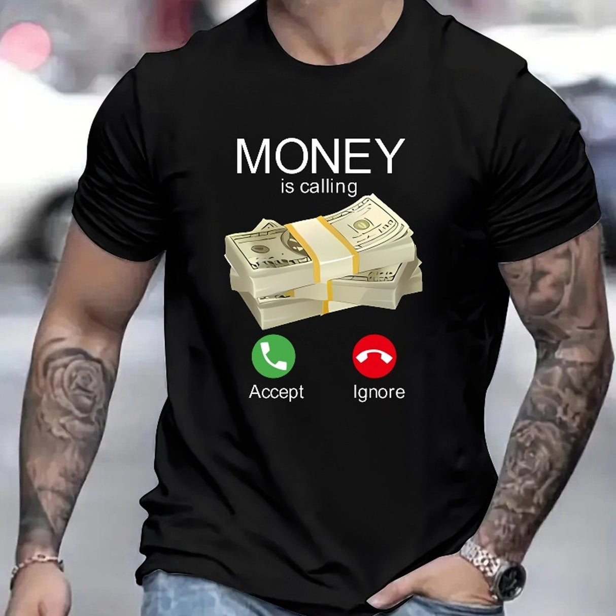 Money Is Summoning Printed T-shirts, Men's T-shirts, Summer Casual Short Sleeved T-shirts Shopway.
