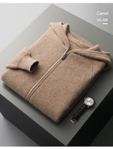 Fall Winter Men Woolen Sweater Young And Middle-aged Casual Hooded Zipper Cardigan Pure Wool Sportswear Shopway.
