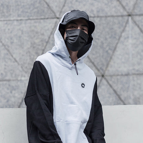 Paneled Hoodie Loose Pullover Fleece Sweatshirt Shopway.