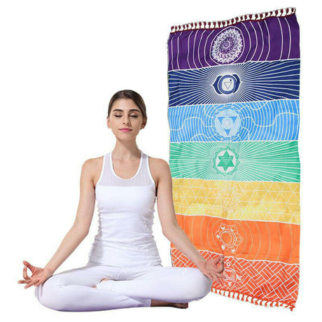 Printed Bath Towel Tassel Colorful Yoga Mat - Shopway