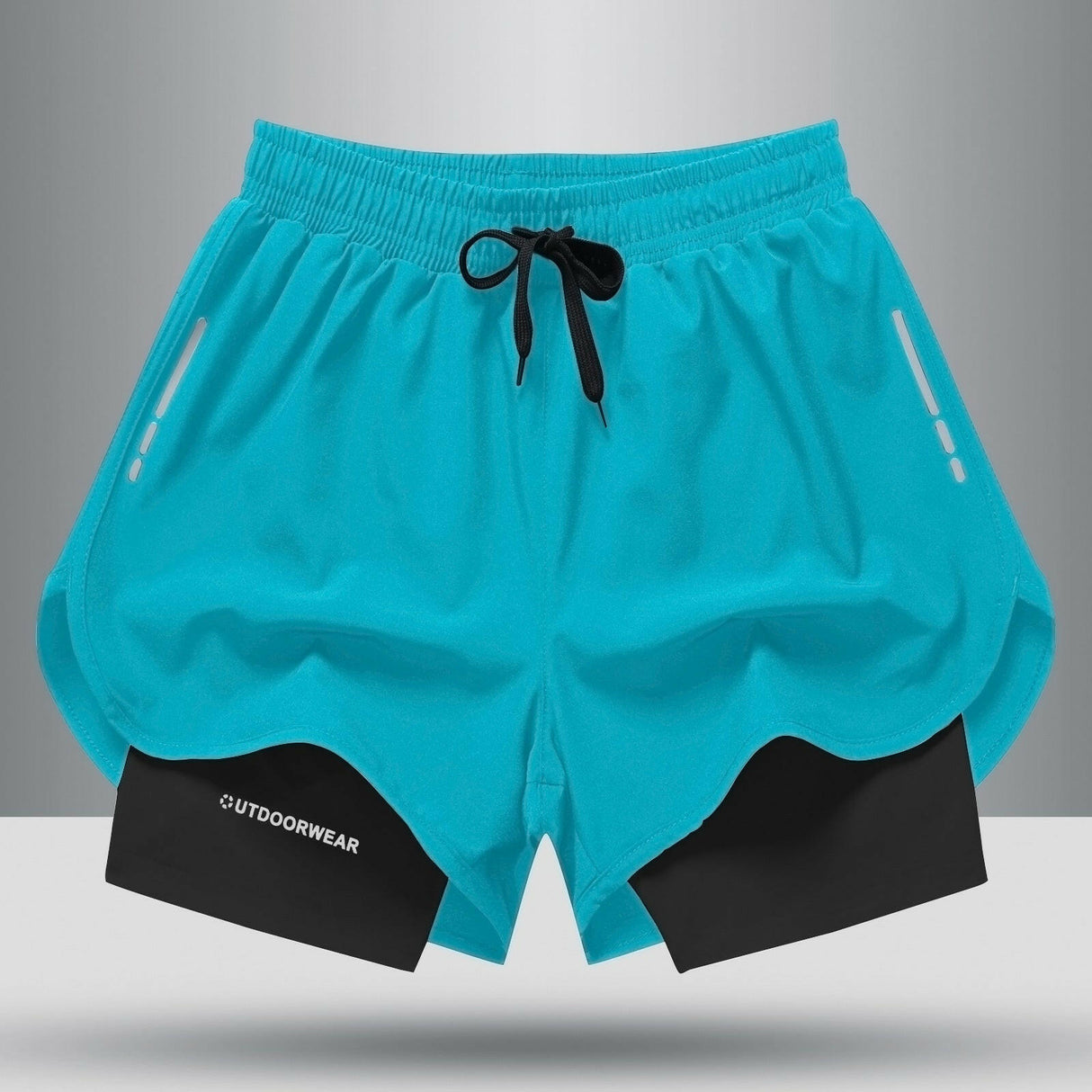 Men's Drawstring Sports Shorts Double Layer Quick Dry High Elasticity Activewear Pants - Shopway