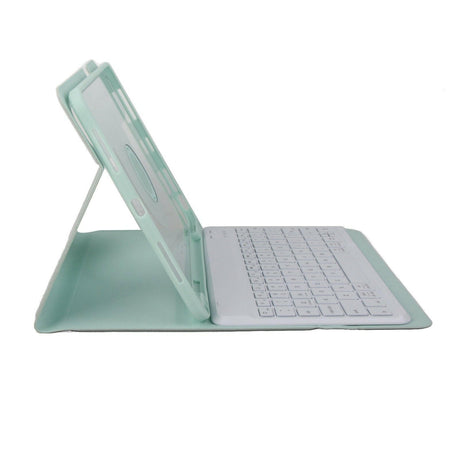 Tablet Protective Case Light Green Folding Stand Cover with Keyboard and Pen Slot for IOS 10.9 Inch Tablet 11 - Shopway
