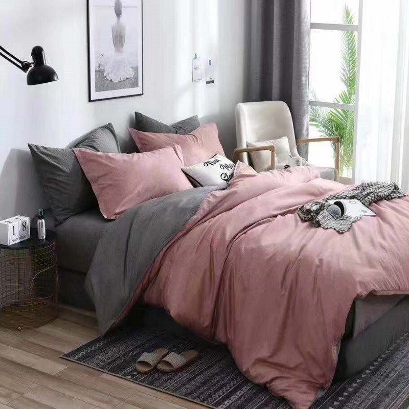 Three sets of textured stone quilt cover and pillowcase Shopway.