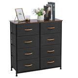 4 Tier Wide Drawer Dresser Storage Unit with 8 Easy Pull Fabric Drawers and Metal Frame Wooden Tabletop for Closets Nursery Dorm Room Hallway Gray Shopway.
