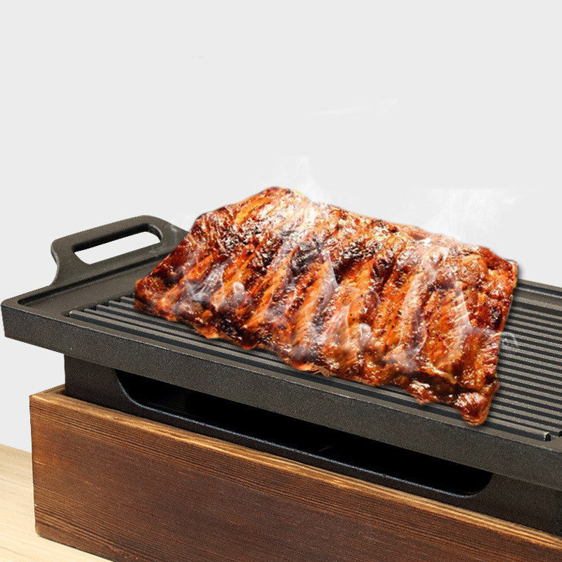 Wooden Seat Korean Style Grill Pan Grill Household Smokeless Shopway.