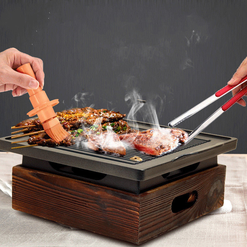 Wooden Seat Korean Style Grill Pan Grill Household Smokeless Shopway.