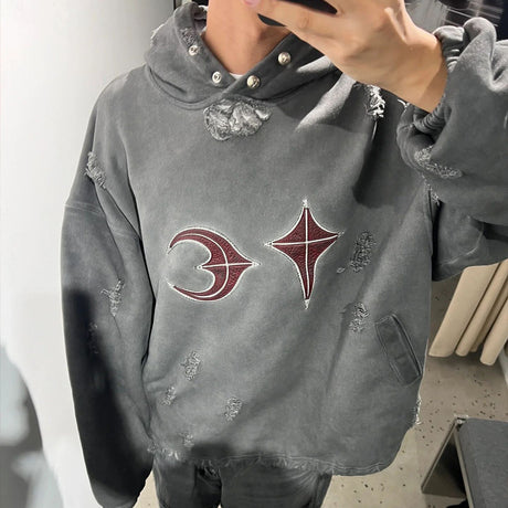 Heavy Washed And Worn Destroyed Casual Hooded Sweater Shopway.