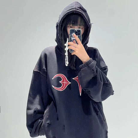 Heavy Washed And Worn Destroyed Casual Hooded Sweater Shopway.