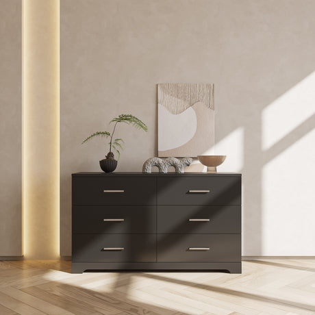 Black Particle Board With Triamcinol, Six Drawer Cabinet Shopway.