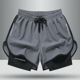 Men's Drawstring Sports Shorts Double Layer Quick Dry High Elasticity Activewear Pants - Shopway