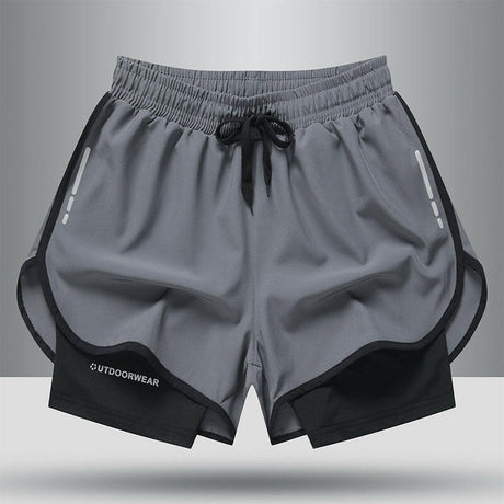 Men's Drawstring Sports Shorts Double Layer Quick Dry High Elasticity Activewear Pants - Shopway