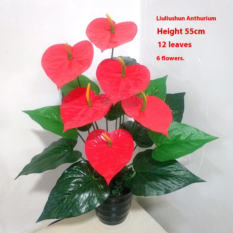 Artificial Green Plant 18 Head Anthurium Andraeanum Lind Flower Plastic Fake Flower Decorative Basin Shopway.
