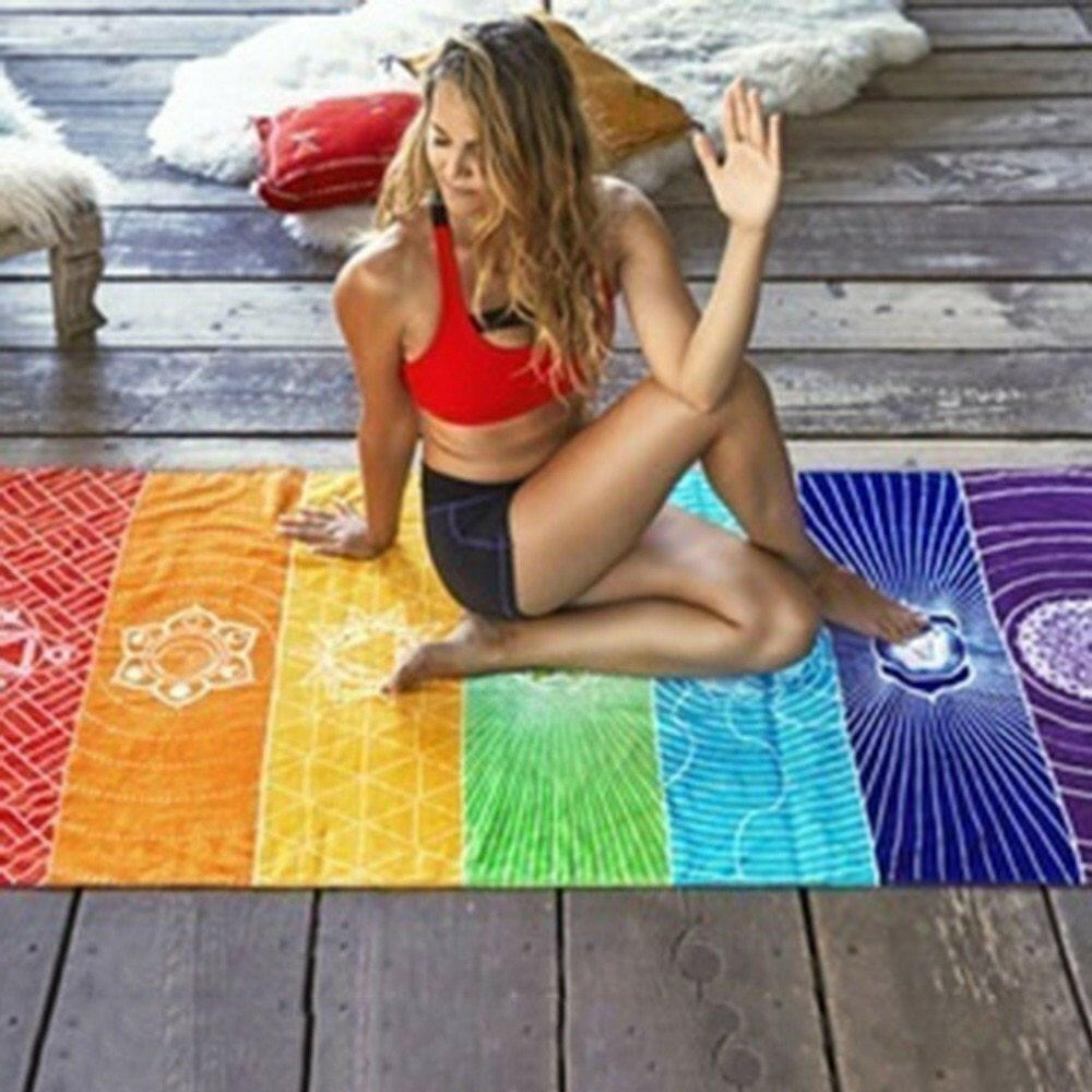Printed Bath Towel Tassel Colorful Yoga Mat - Shopway