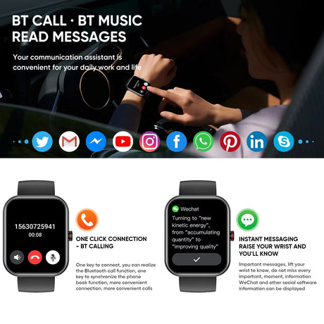 A221 Big Screen Men Smart Watch BT Call AI Voice Sport Watch Fitness Tracker Waterproof Women Smartwatch Men Shopway.