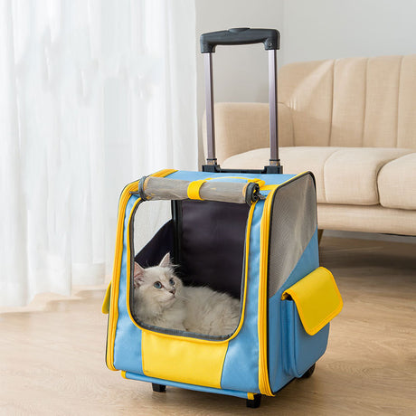 Cat Bag Portable Pet Trolley Backpack Breathable Trolley Case Shopway.
