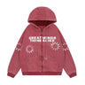 Washed And Worn Letter Printed Full-zip Cardigan Sweater Shopway.
