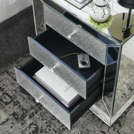 W 22 X D 16.5 X H26.4 Elegant Mirror Three Drawer Cabinet, Drawer Inlaid With Diamond Glass Mirror Three Drawer Cabinet, Suitable For Corridor, Living Room, Corner, Bedroom, Sofa Shopway.
