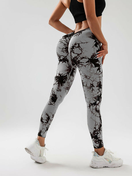 Tie Dye Slimming Yoga Leggings, Butt Lifting High Stretch Casual Fitness Yoga Pants, Women's Activewear - Shopway