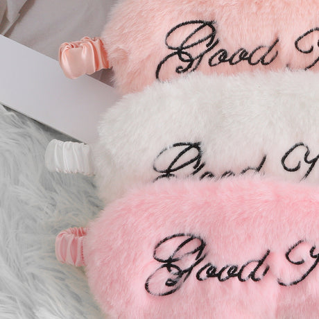Cute Plush Embroidery Letters Sleeping Eye Mask Shading Shopway.