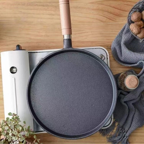Cast Iron Pan Household Pancakes Scallion Pancake Stall Upgrade Walnut Handle Universal Non-stick Uncoated Shopway.