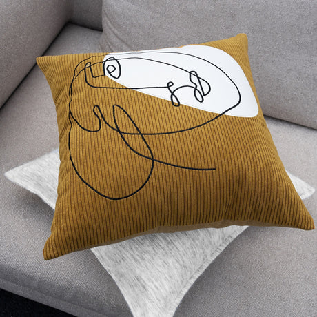 Nordic Modern Corduroy Embroidered Throw Pillow Shopway.