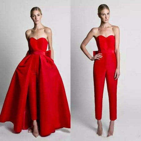 Red Jumpsuit Evening Dresses - Shopway