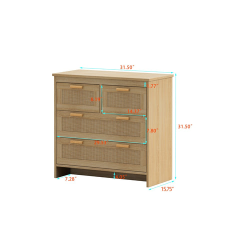 4 Drawers Rattan Cabinet For Bedroom, Living Room, Easy Assembly Shopway.