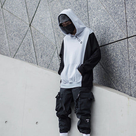 Paneled Hoodie Loose Pullover Fleece Sweatshirt Shopway.