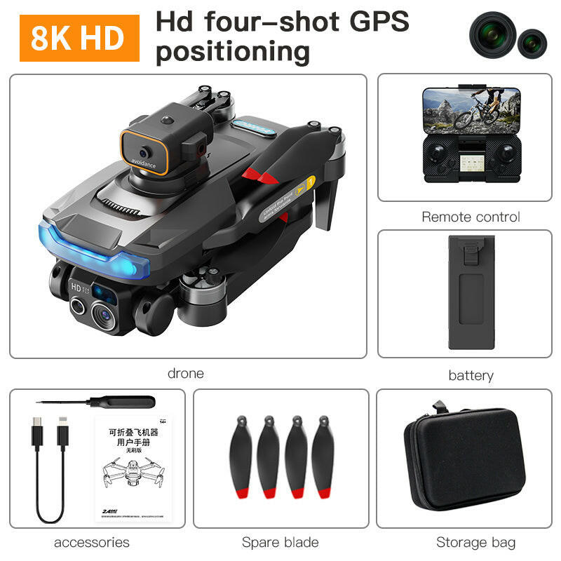 Brushless GPS Automatic Return Drone Obstacle Avoidance Folding HD Aerial Photography Remote Control Quadcopter GPS Positioning - Shopway