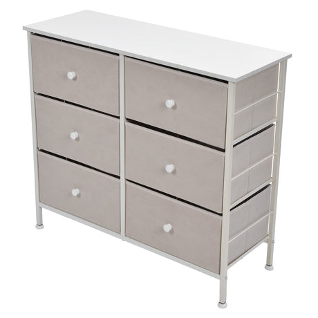 3Tier 6 Drawers Chest NonWoven Fabric Storage Cabinet Unit with Handles Home Bedroom Furniture White Shopway.