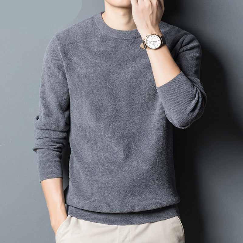 Thick Sweater Middle Aged Men's T-Shirt With Round Neck Shopway.