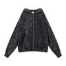 Retro Heavy Washed Distressed Black Men's Loose Hooded Cardigan Sweater Jacket Shopway.