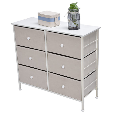 3Tier 6 Drawers Chest NonWoven Fabric Storage Cabinet Unit with Handles Home Bedroom Furniture White Shopway.