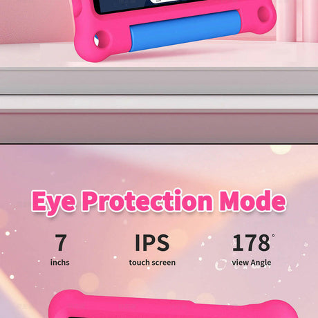 G-tab T7 Kids Tablet  7 Inch 1024&600 IPS Screen  Android 14  1.5GHz Quad-core CPU  4GB RAM 2GB &2GB Expansion 64GB ROM 2.4&5GHz WiFi  3000mAh Battery  2MP&2MP Camera-Pink - Shopway