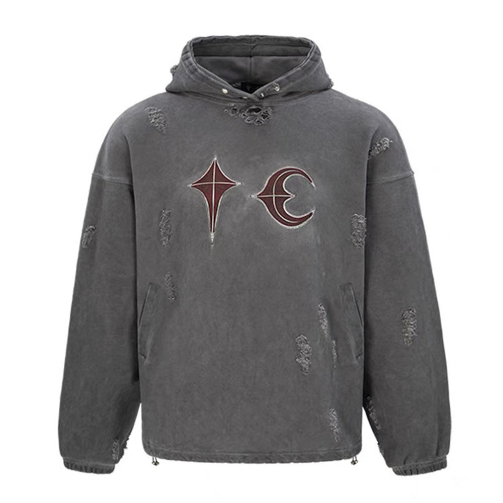Heavy Washed And Worn Destroyed Casual Hooded Sweater Shopway.