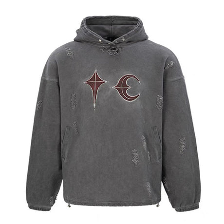Heavy Washed And Worn Destroyed Casual Hooded Sweater Shopway.