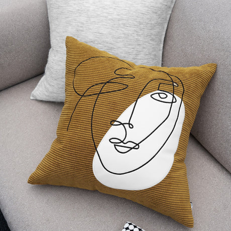 Nordic Modern Corduroy Embroidered Throw Pillow Shopway.