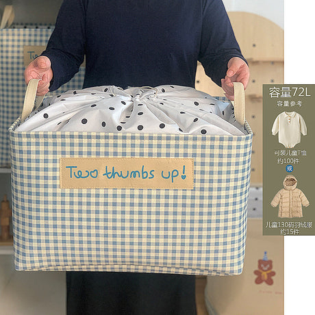 Cartoon Drawstring Dustproof Thickened Cloth Storage Basket Shopway.