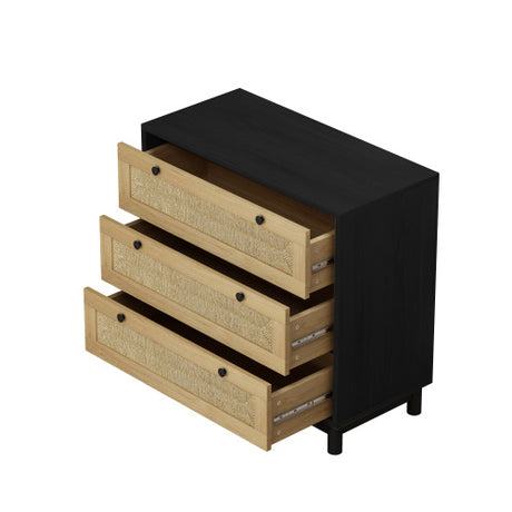 3 Drawer Storage Cabinet Rope Woven Drawer, Suitable For Bedroom, Living Room, Dining Room, Hallway Shopway.