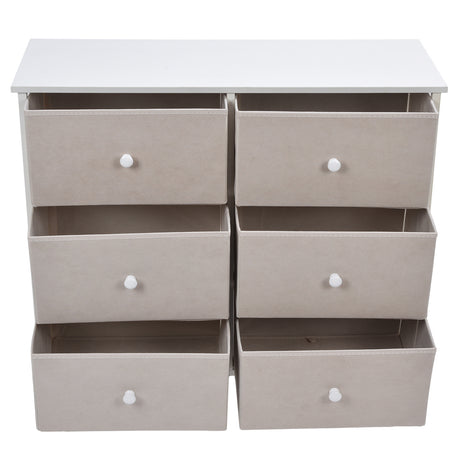 3Tier 6 Drawers Chest NonWoven Fabric Storage Cabinet Unit with Handles Home Bedroom Furniture White Shopway.